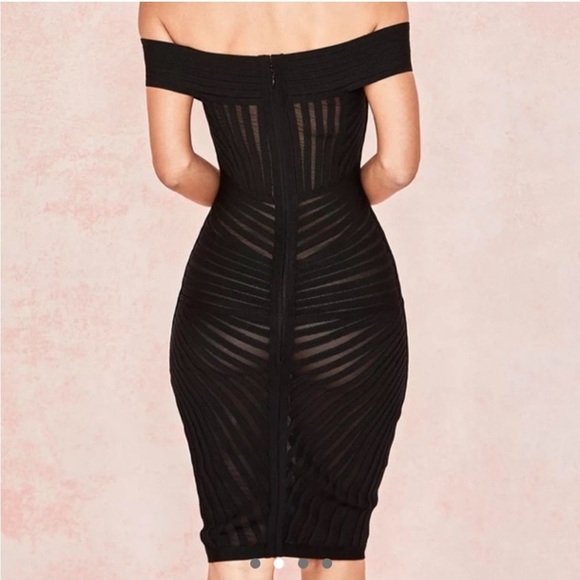 House of CB Black Semi Sheer Bandage Dress - Picture 2 of 7